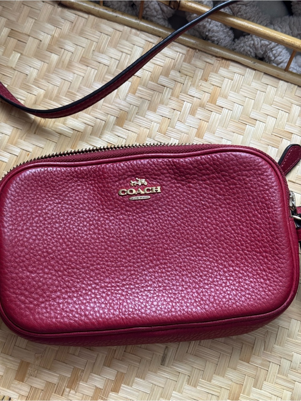 Coach Pebbled Leather Small Red Crossbody - Picture 2 of 7